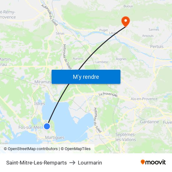 Saint-Mitre-Les-Remparts to Lourmarin map