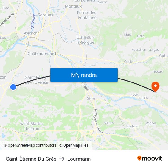 Saint-Étienne-Du-Grès to Lourmarin map