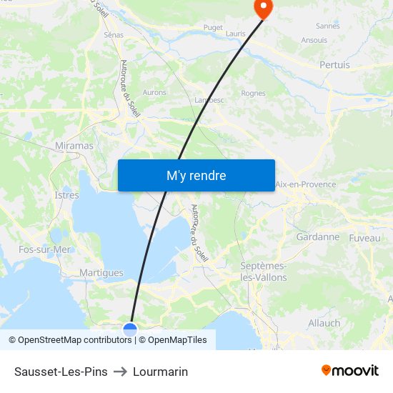 Sausset-Les-Pins to Lourmarin map