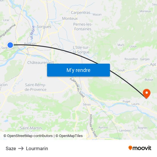 Saze to Lourmarin map