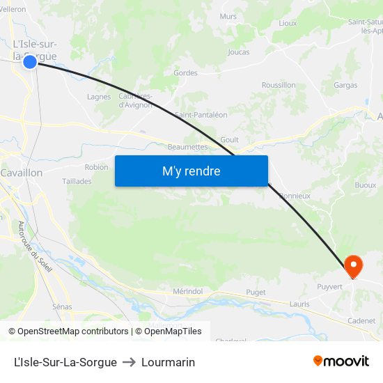 L'Isle-Sur-La-Sorgue to Lourmarin map