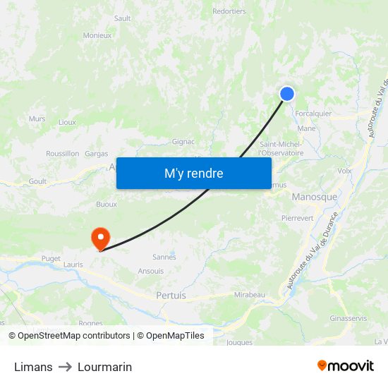 Limans to Lourmarin map