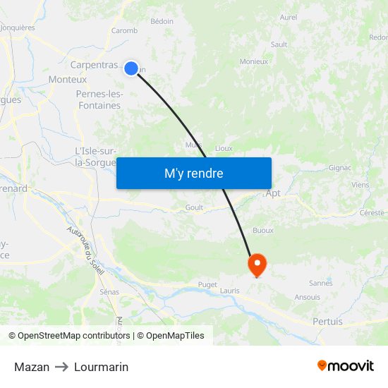 Mazan to Lourmarin map