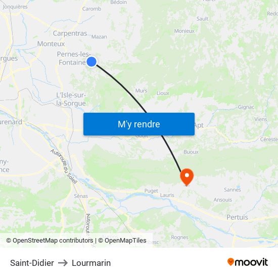 Saint-Didier to Lourmarin map