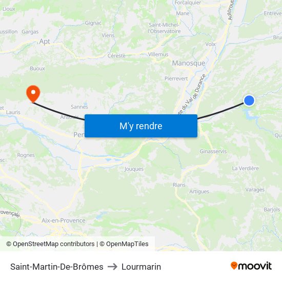 Saint-Martin-De-Brômes to Lourmarin map