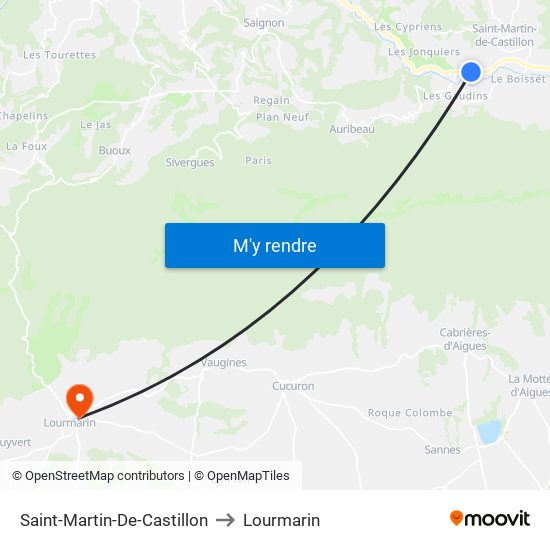 Saint-Martin-De-Castillon to Lourmarin map
