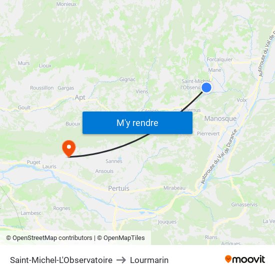 Saint-Michel-L'Observatoire to Lourmarin map