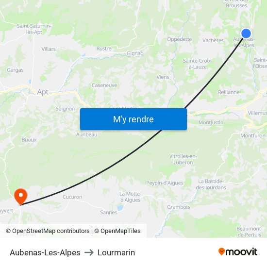 Aubenas-Les-Alpes to Lourmarin map