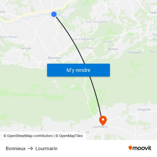 Bonnieux to Lourmarin map