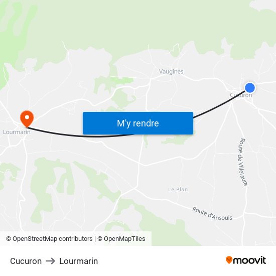 Cucuron to Lourmarin map