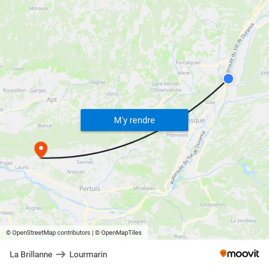 La Brillanne to Lourmarin map