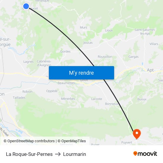 La Roque-Sur-Pernes to Lourmarin map