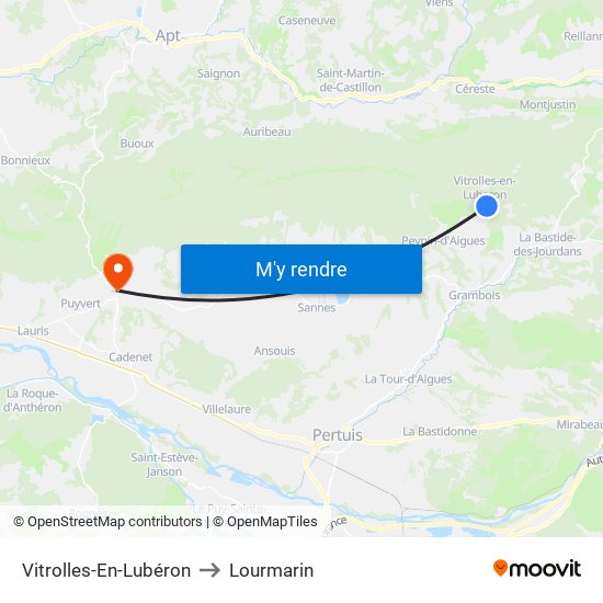 Vitrolles-En-Lubéron to Lourmarin map