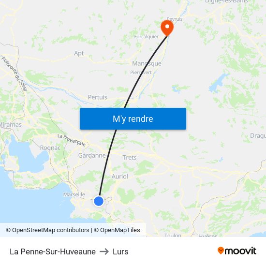 La Penne-Sur-Huveaune to Lurs map