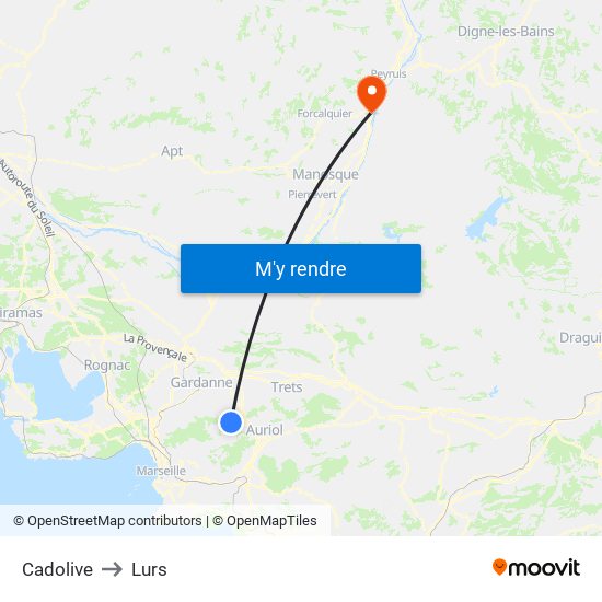 Cadolive to Lurs map