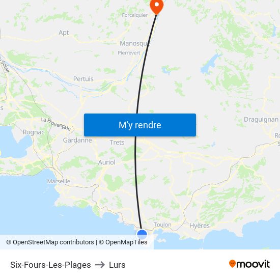 Six-Fours-Les-Plages to Lurs map