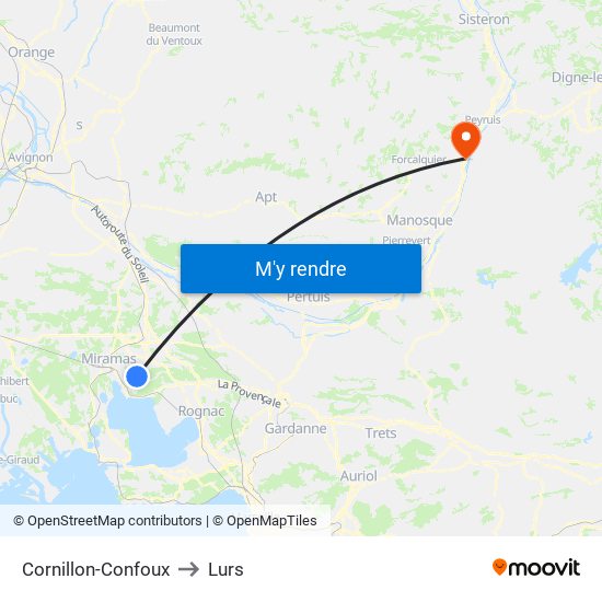 Cornillon-Confoux to Lurs map