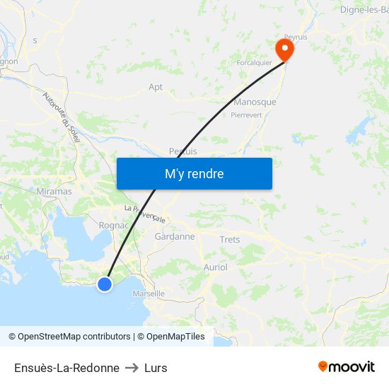 Ensuès-La-Redonne to Lurs map