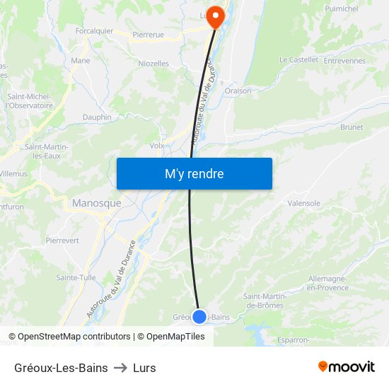 Gréoux-Les-Bains to Lurs map