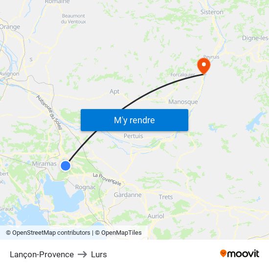 Lançon-Provence to Lurs map