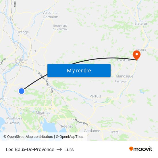 Les Baux-De-Provence to Lurs map