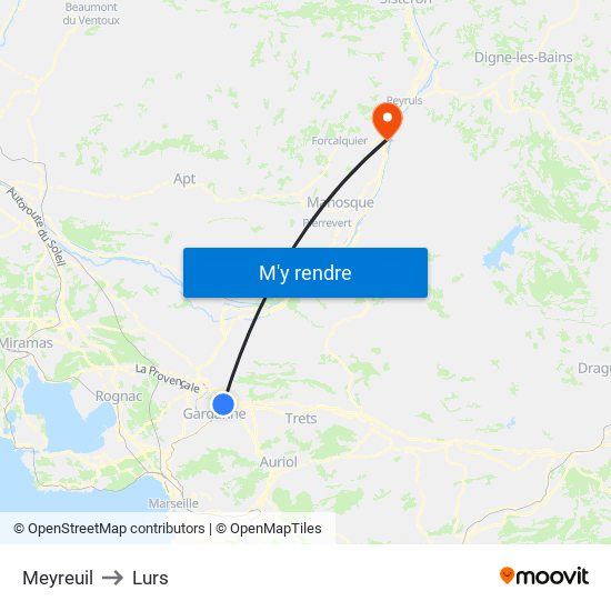 Meyreuil to Lurs map