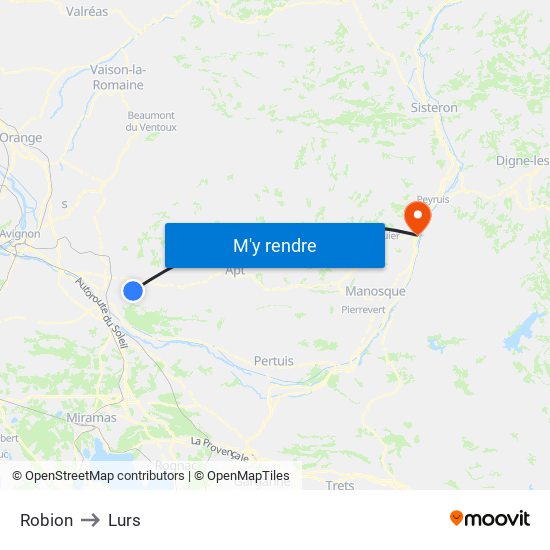 Robion to Lurs map