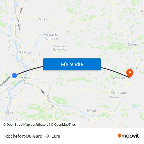 Rochefort-Du-Gard to Lurs map