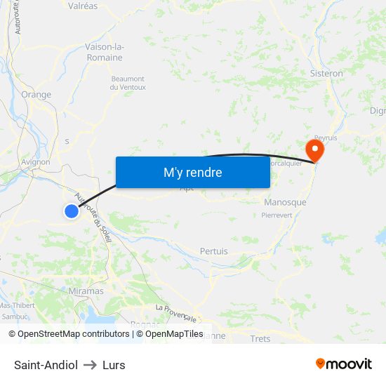 Saint-Andiol to Lurs map