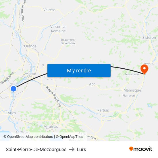 Saint-Pierre-De-Mézoargues to Lurs map