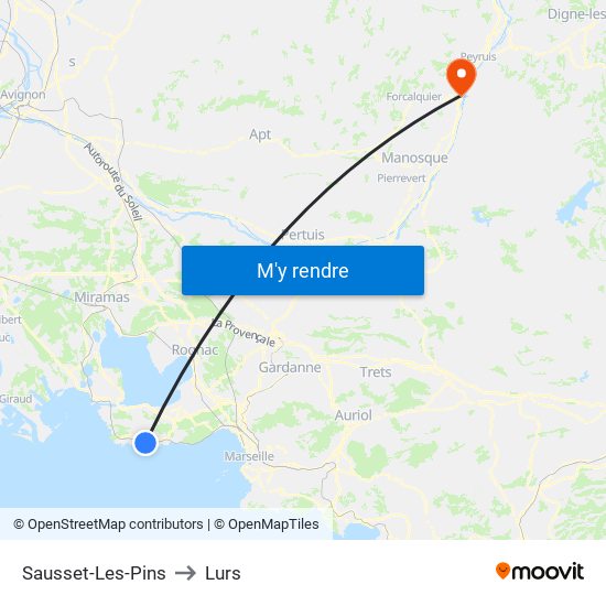 Sausset-Les-Pins to Lurs map