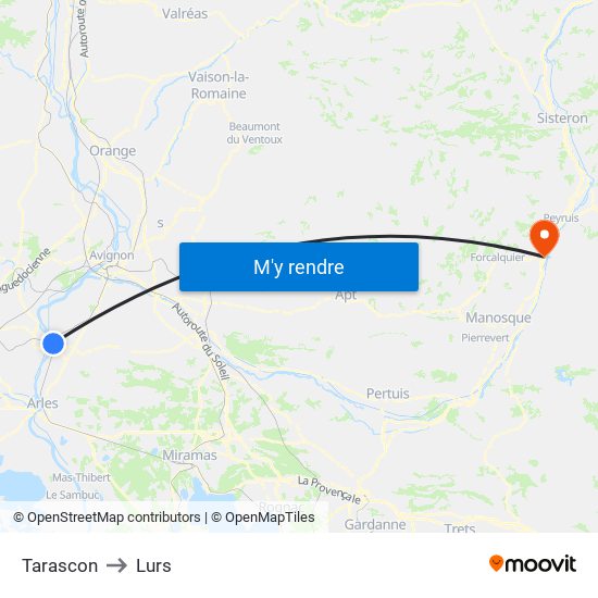 Tarascon to Lurs map
