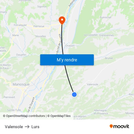 Valensole to Lurs map