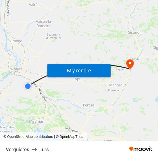 Verquières to Lurs map