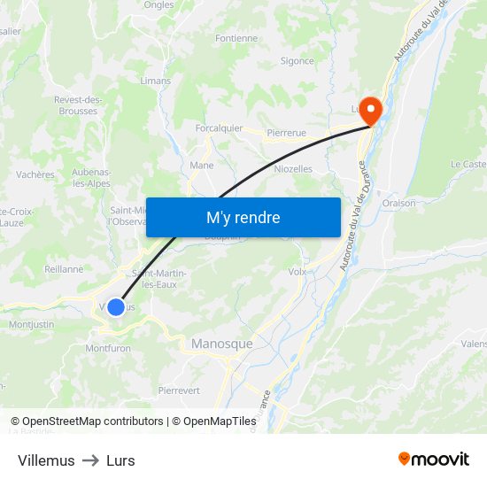 Villemus to Lurs map