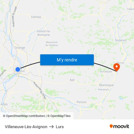 Villeneuve-Lès-Avignon to Lurs map