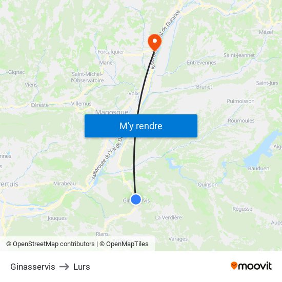 Ginasservis to Lurs map