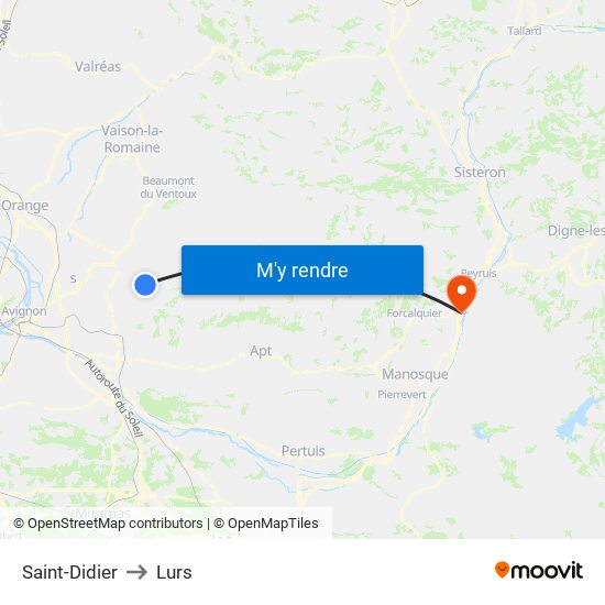 Saint-Didier to Lurs map