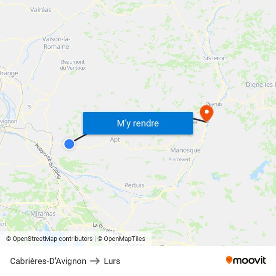 Cabrières-D'Avignon to Lurs map