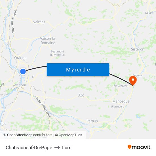 Châteauneuf-Du-Pape to Lurs map