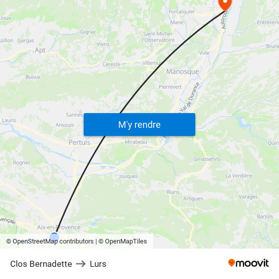 Clos Bernadette to Lurs map