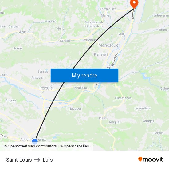 Saint-Louis to Lurs map