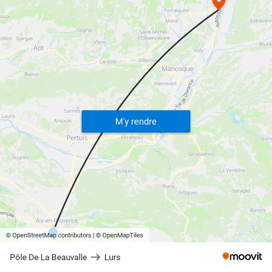 Pôle De La Beauvalle to Lurs map