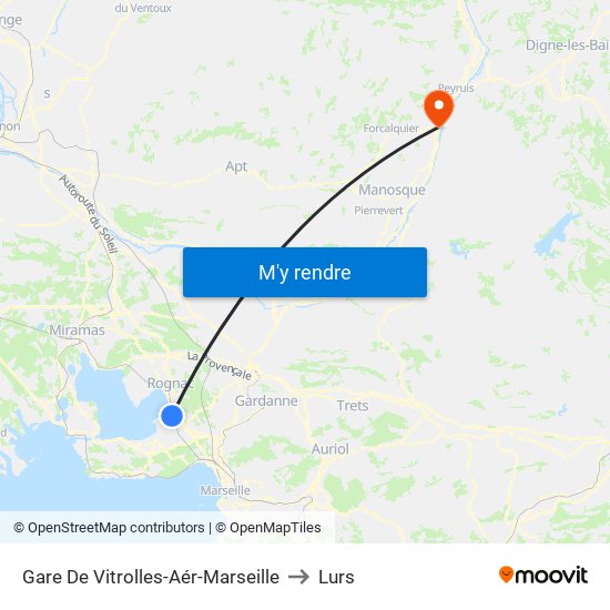 Gare De Vitrolles-Aér-Marseille to Lurs map