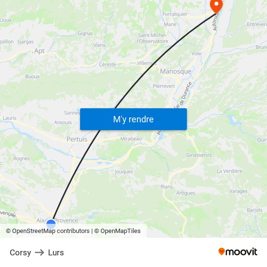 Corsy to Lurs map