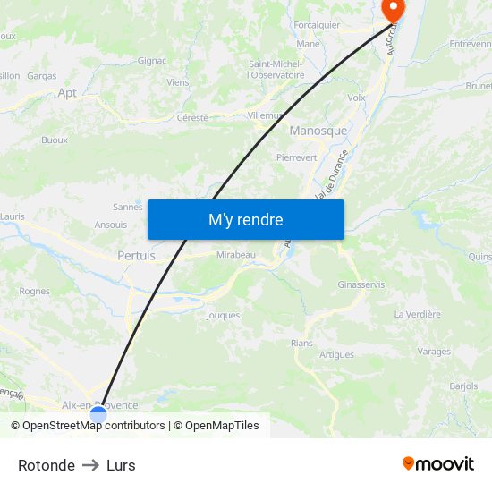 Rotonde to Lurs map