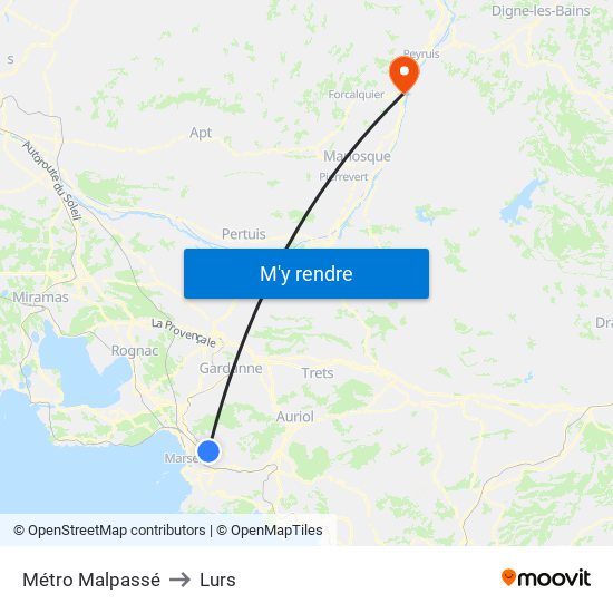 Métro Malpassé to Lurs map