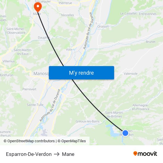 Esparron-De-Verdon to Mane map