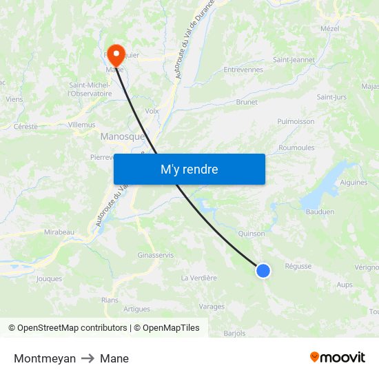 Montmeyan to Mane map