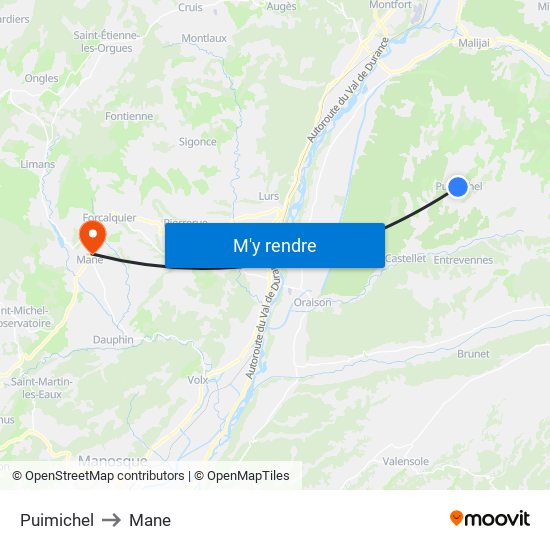 Puimichel to Mane map